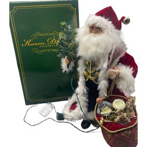 karen Didion santa figurine lighted traditional CC16-90 17" tall red green READ